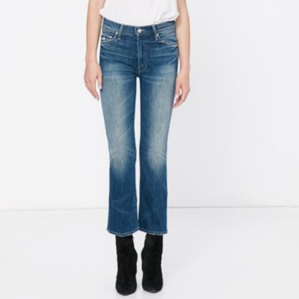 MOTHER Blue Cropped Ankle Jeans